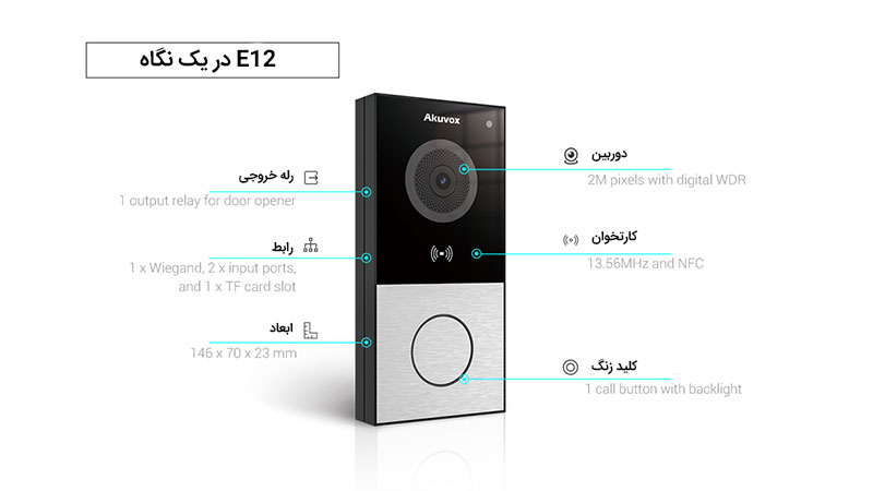 آیفون تصویری هوشمند Akuvox مدل E12 1 2