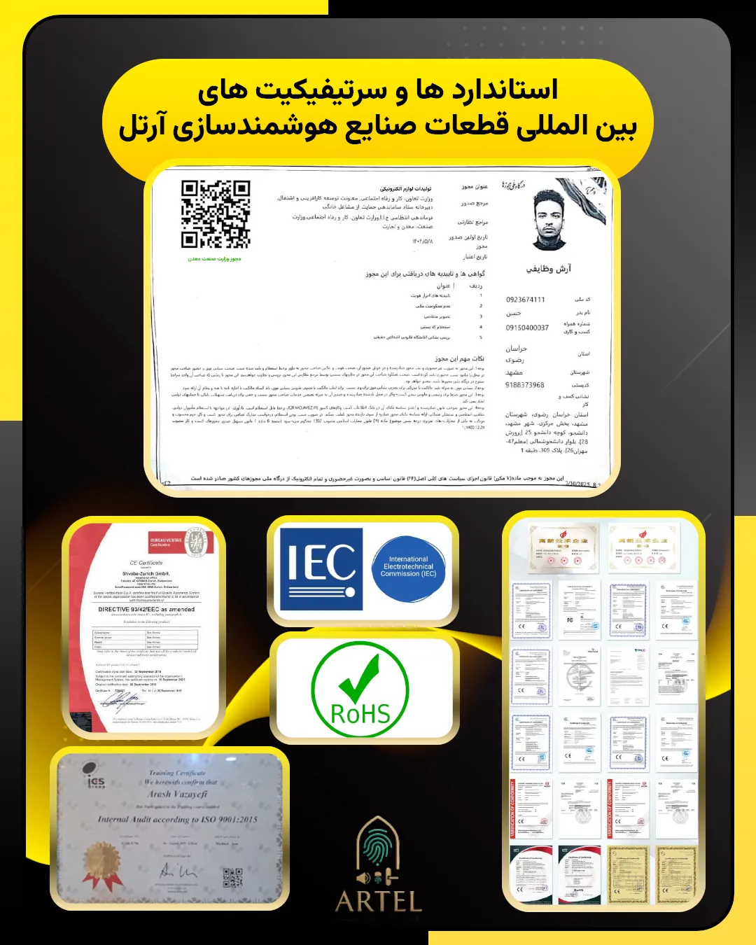 مدارک آرتل